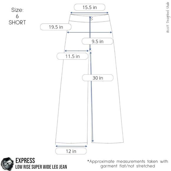 EXPRESS LOW RISE ORIGINAL SUPER WIDE LEG JEAN IN INDIGO SIZE 6P - Picture 11 of 13